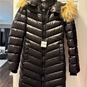 RUDSAK Black Puffer Coat with Faux Fur Hood
